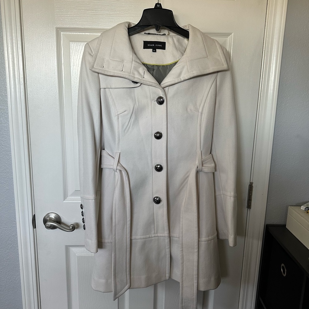 Black Rivet White Pea Coat